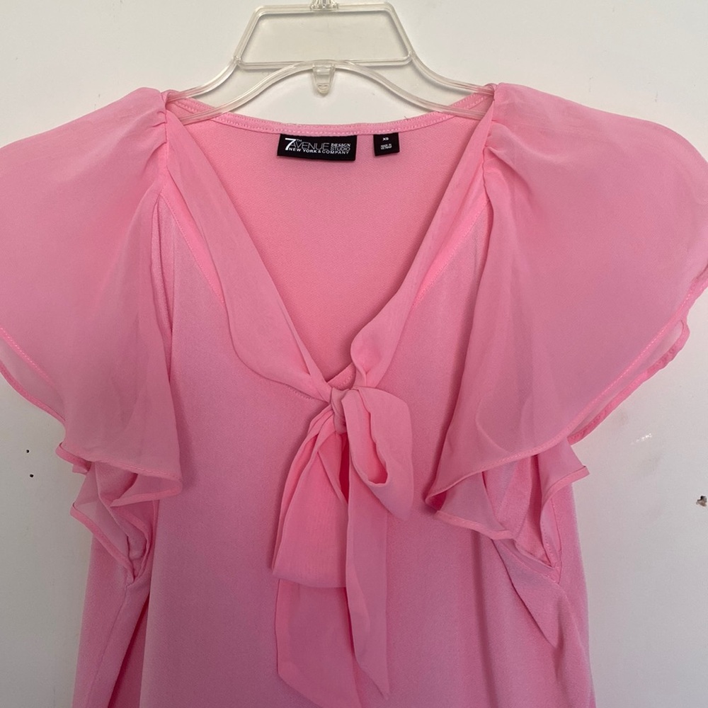 7th Avenue Design Studio New York & Company Women Pink Tie front top XS